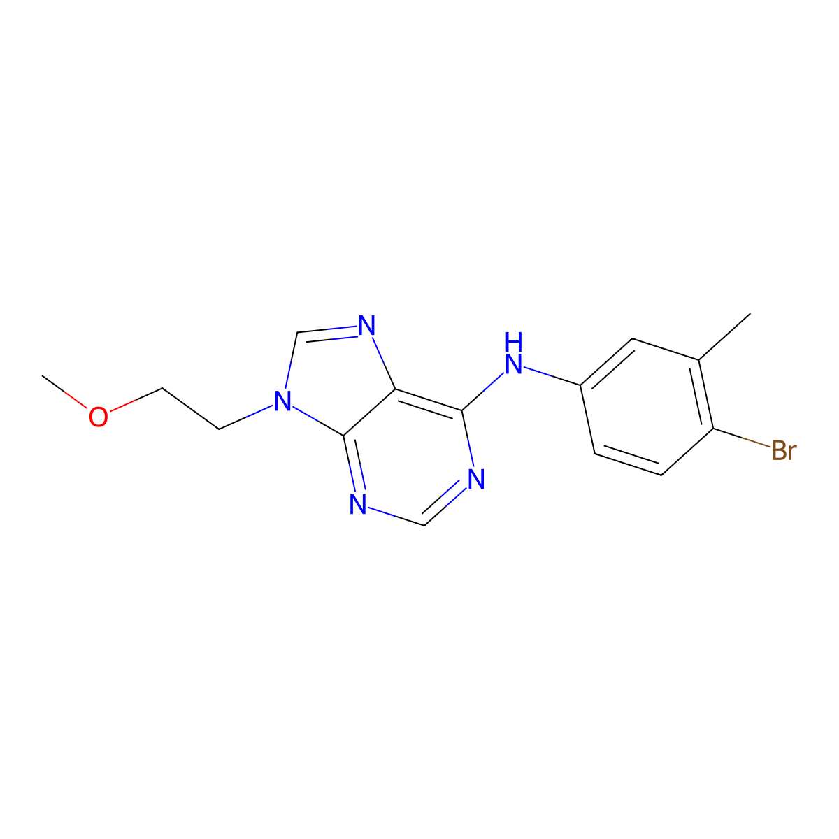 N-(4-bromo-3-methylphenyl)-9-(2-methoxyethyl)-9H-purin-6-amine molecular structure, CAS 2640934-79-6