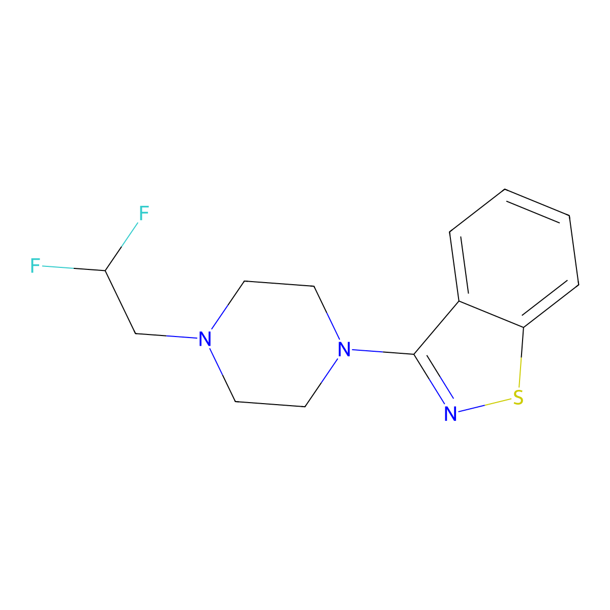 3-[4-(2,2-Difluoroethyl)piperazin-1-yl]-1,2-benzothiazole molecular structure, CAS 2640934-86-5