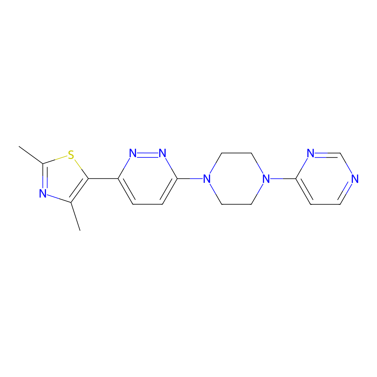 3-(2,4-Dimethyl-1,3-thiazol-5-yl)-6-[4-(pyrimidin-4-yl)piperazin-1-yl]pyridazine molecular structure, CAS 2640934-92-3