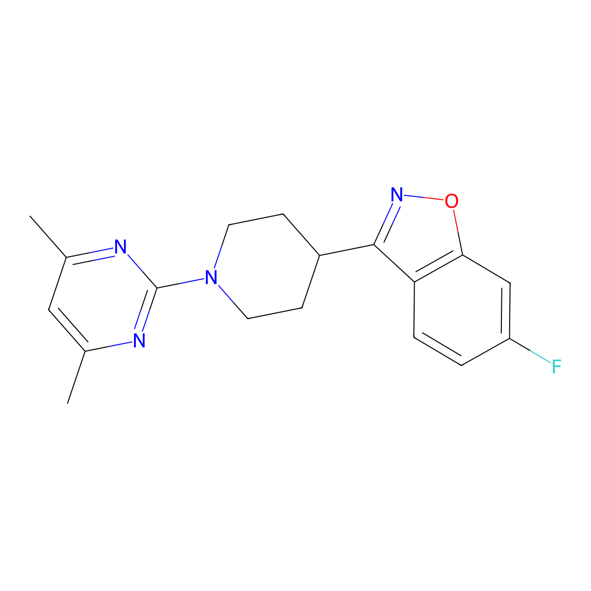 3-[1-(4,6-Dimethylpyrimidin-2-yl)piperidin-4-yl]-6-fluoro-1,2-benzoxazole molecular structure, CAS 2640935-03-9