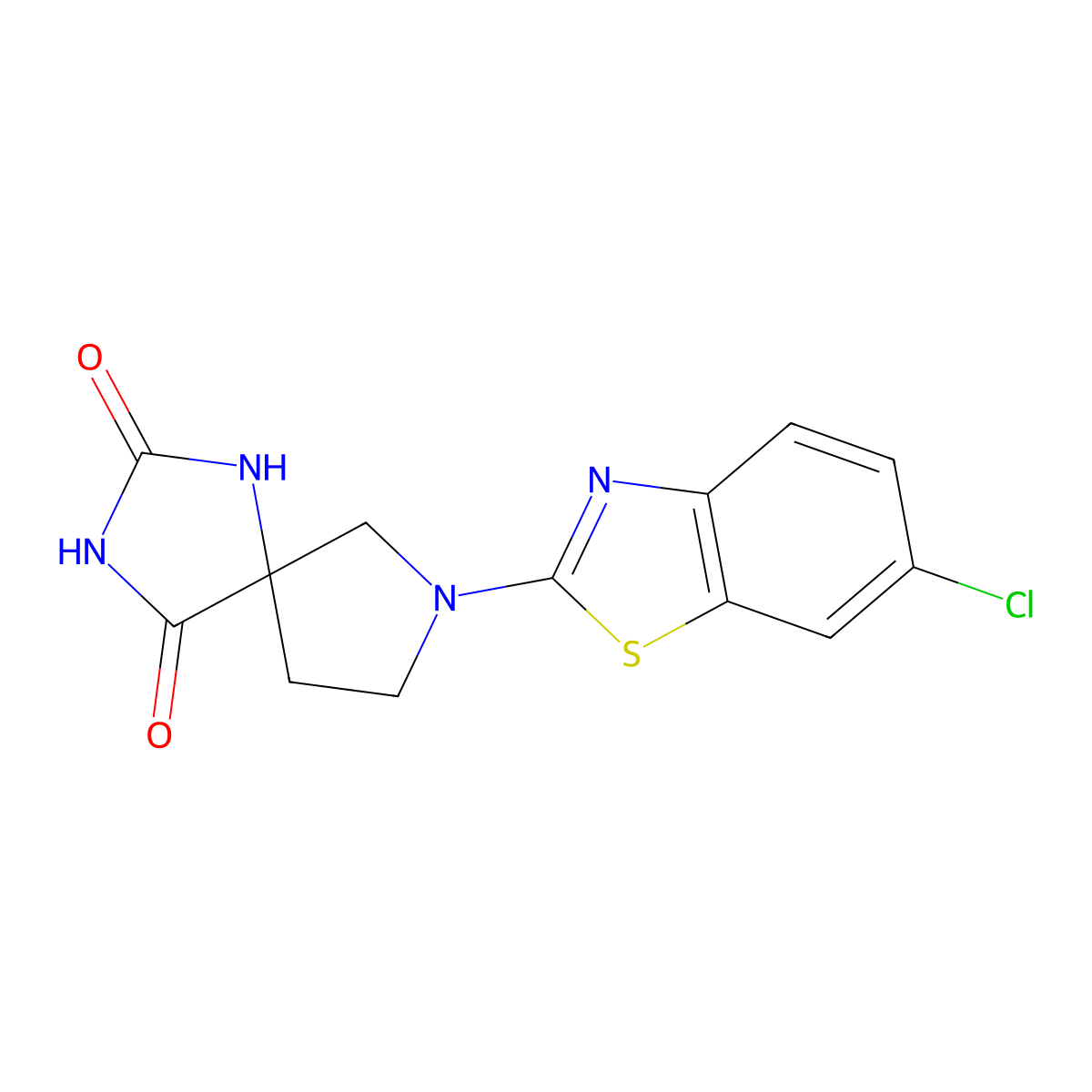 7-(6-Chloro-1,3-benzothiazol-2-yl)-1,3,7-triazaspiro[4.4]nonane-2,4-dione molecular structure, CAS 2640935-04-0
