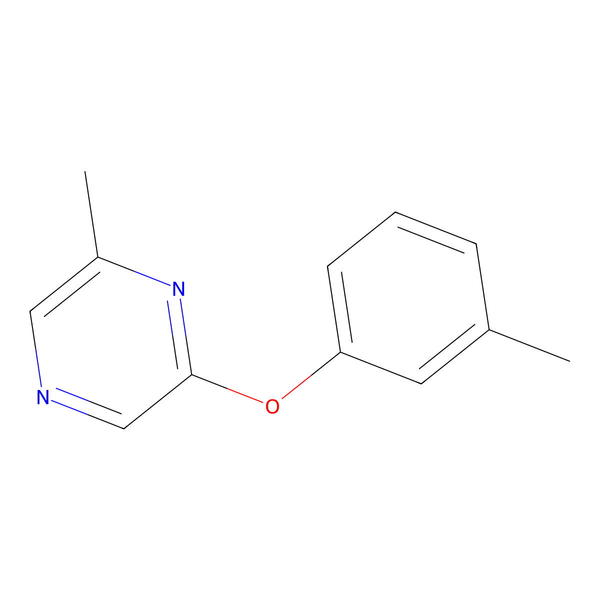 2-Methyl-6-(3-methylphenoxy)pyrazine molecular structure, CAS 2640935-05-1