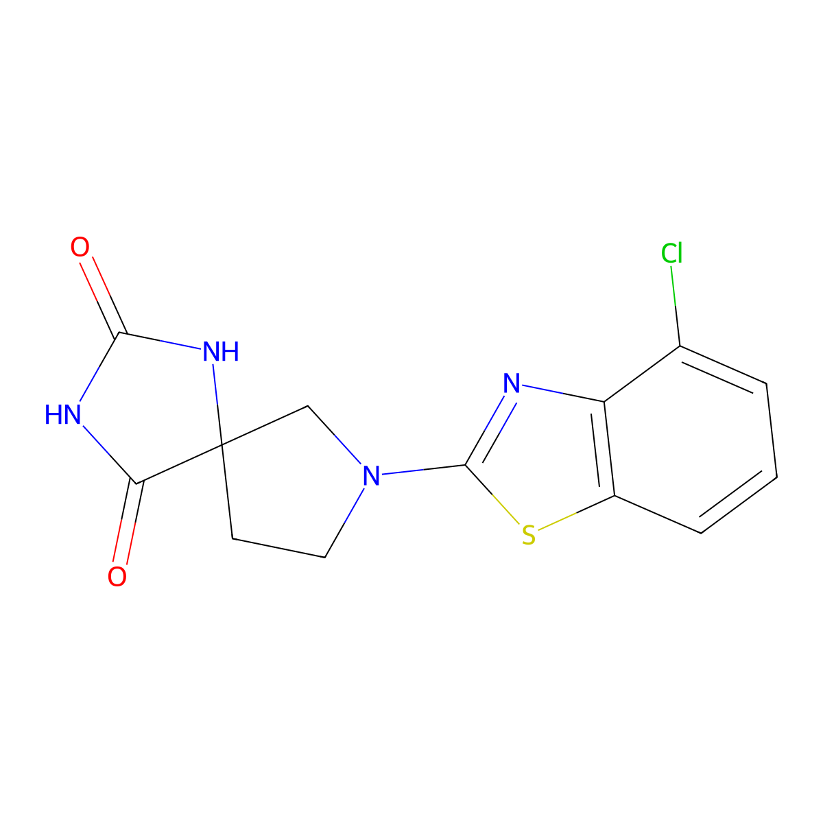 7-(4-Chloro-1,3-benzothiazol-2-yl)-1,3,7-triazaspiro[4.4]nonane-2,4-dione molecular structure, CAS 2640935-06-2