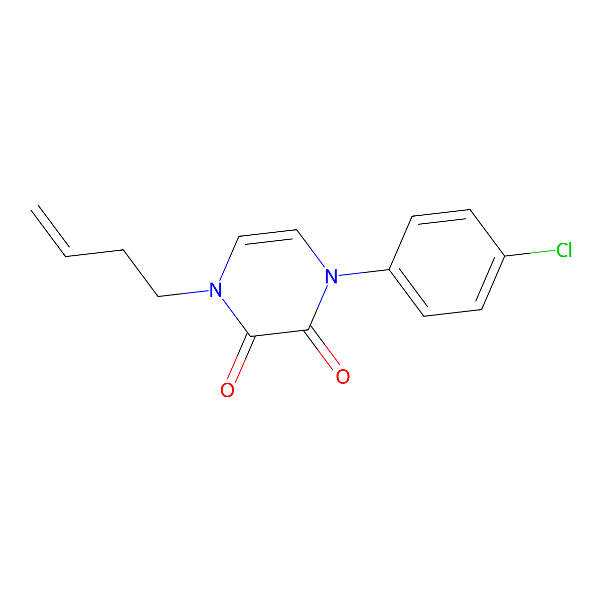 1-(But-3-en-1-yl)-4-(4-chlorophenyl)-1,2,3,4-tetrahydropyrazine-2,3-dione molecular structure, CAS 2640935-10-8