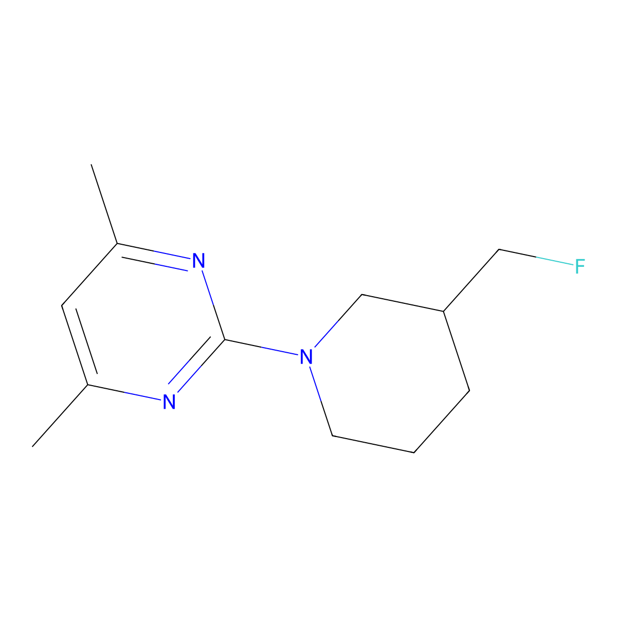 2-[3-(Fluoromethyl)piperidin-1-yl]-4,6-dimethylpyrimidine molecular structure, CAS 2640935-12-0