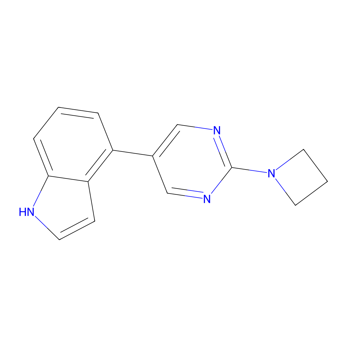 4-[2-(azetidin-1-yl)pyrimidin-5-yl]-1H-indole molecular structure, CAS 2640935-13-1