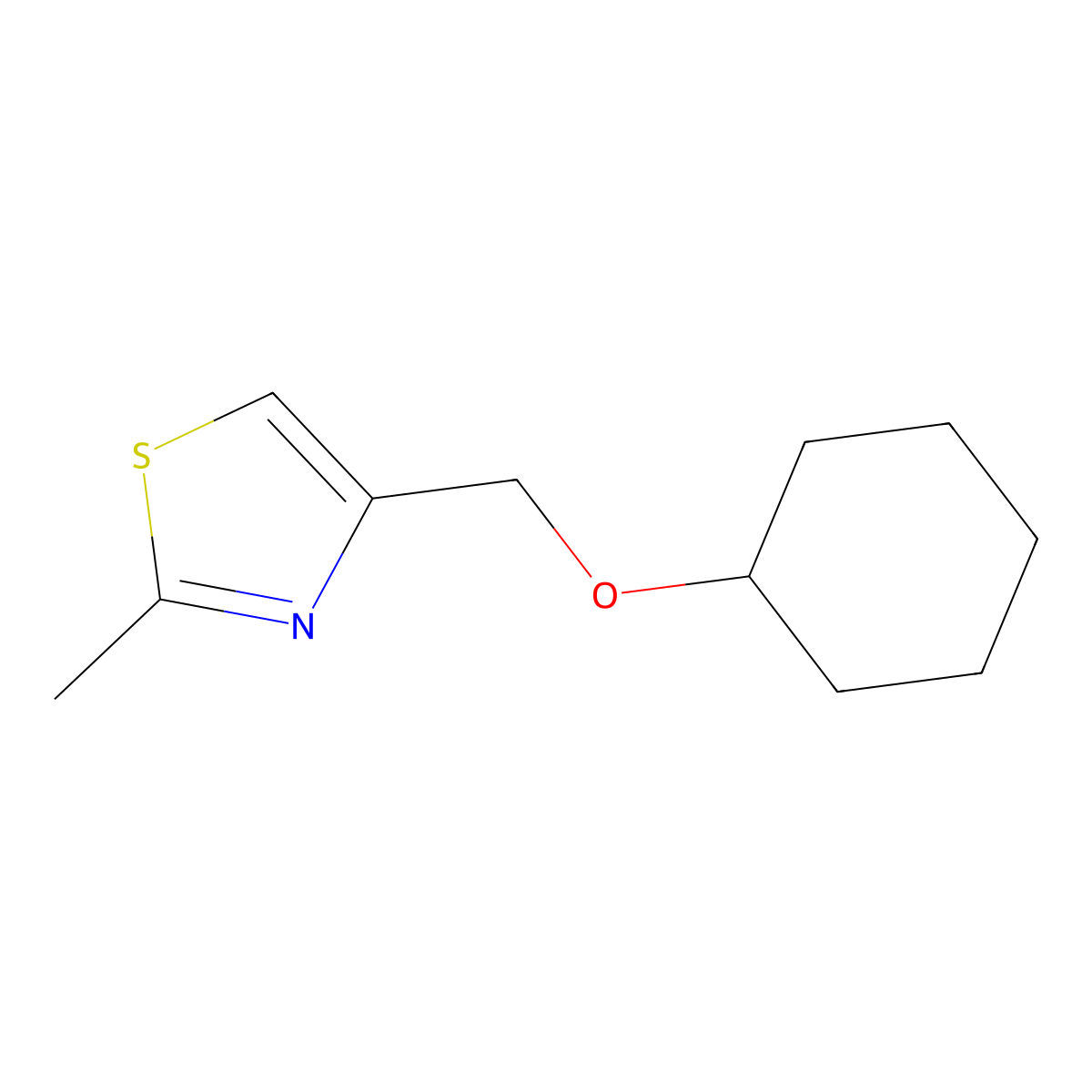 4-[(Cyclohexyloxy)methyl]-2-methyl-1,3-thiazole molecular structure, CAS 2640935-19-7