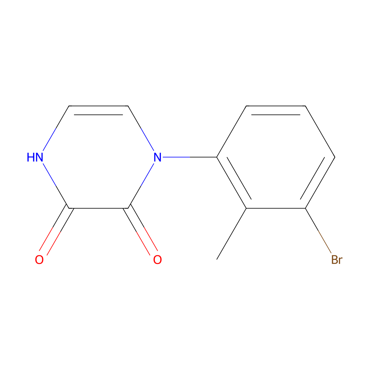 1-(3-Bromo-2-methylphenyl)-1,2,3,4-tetrahydropyrazine-2,3-dione molecular structure, CAS 2640935-20-0