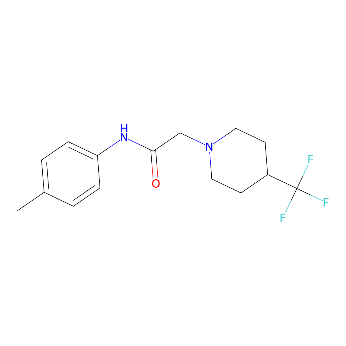 N-(4-methylphenyl)-2-[4-(trifluoromethyl)piperidin-1-yl]acetamide molecular structure, CAS 2640935-21-1