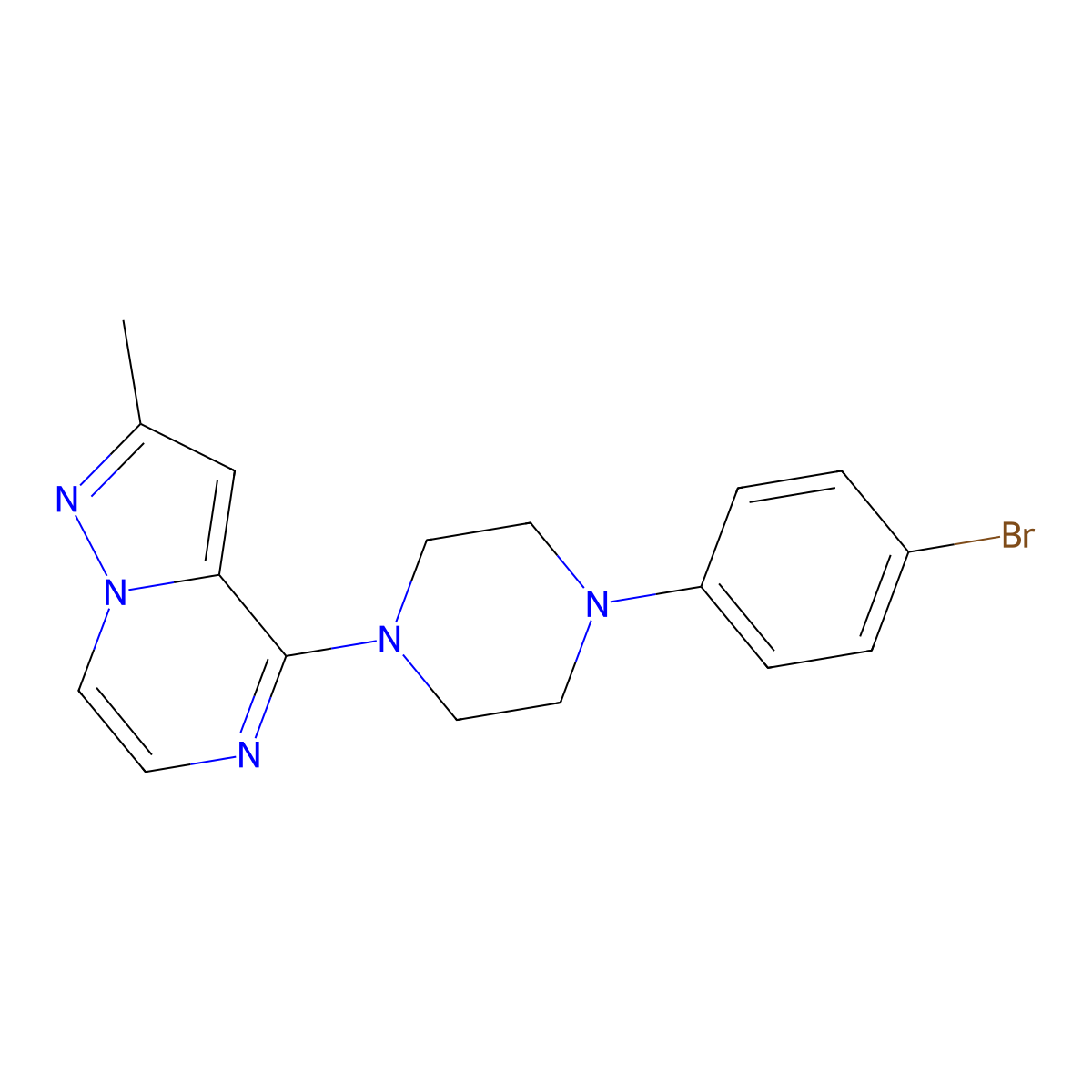 1-(4-Bromophenyl)-4-{2-methylpyrazolo[1,5-a]pyrazin-4-yl}piperazine molecular structure, CAS 2640935-35-7