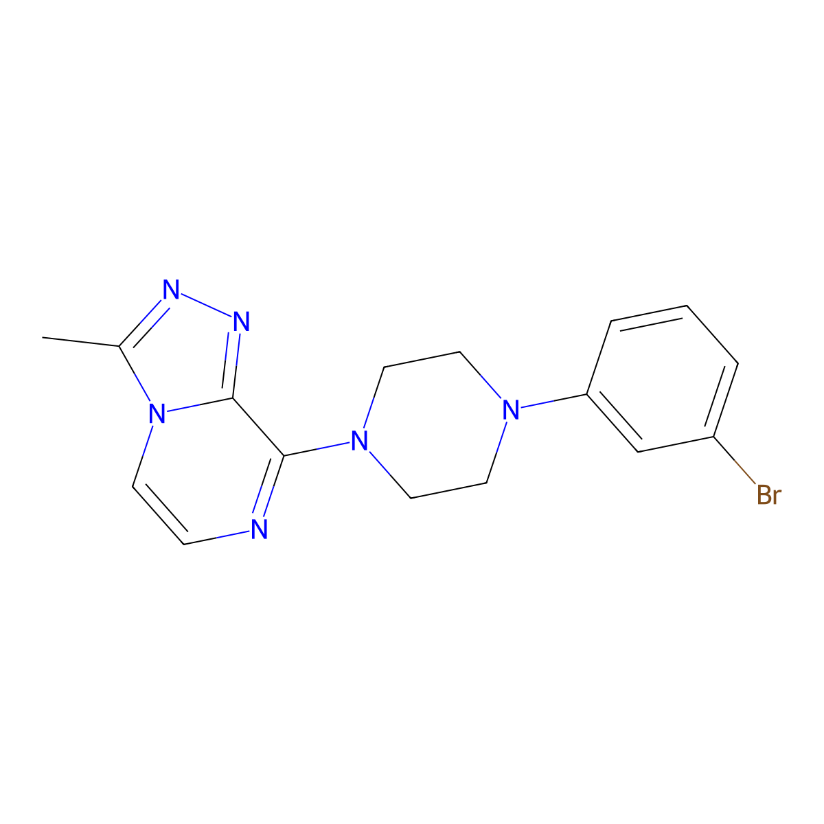 1-(3-Bromophenyl)-4-{3-methyl-[1,2,4]triazolo[4,3-a]pyrazin-8-yl}piperazine molecular structure, CAS 2640935-37-9