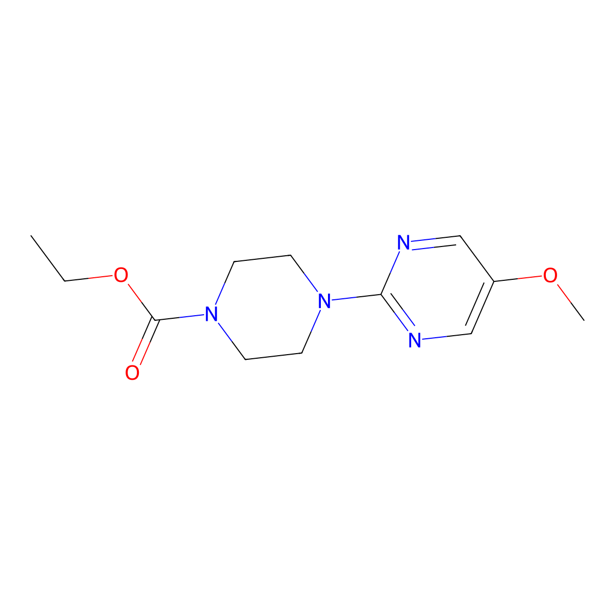 Ethyl 4-(5-methoxypyrimidin-2-yl)piperazine-1-carboxylate molecular structure, CAS 2640935-45-9