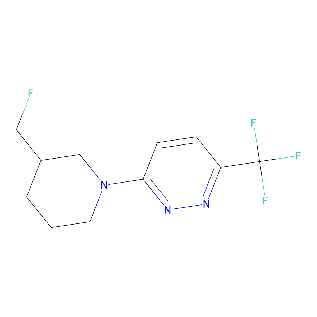 3-[3-(Fluoromethyl)piperidin-1-yl]-6-(trifluoromethyl)pyridazine molecular structure, CAS 2640935-54-0