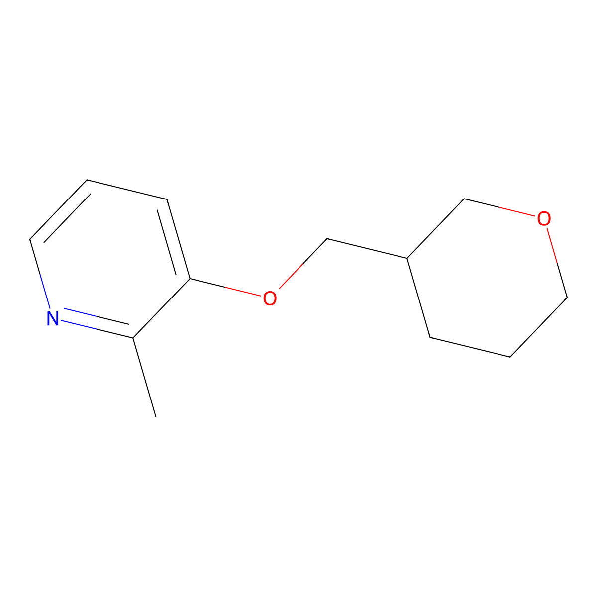 2-Methyl-3-[(oxan-3-yl)methoxy]pyridine molecular structure, CAS 2640935-56-2