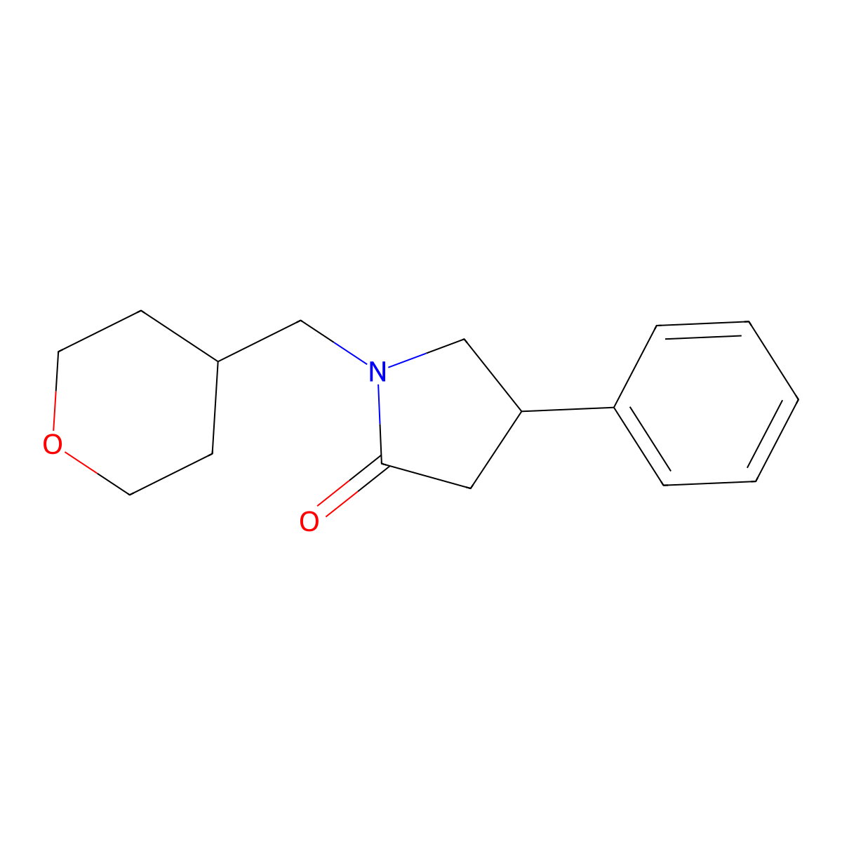 1-[(Oxan-4-yl)methyl]-4-phenylpyrrolidin-2-one molecular structure, CAS 2640935-63-1