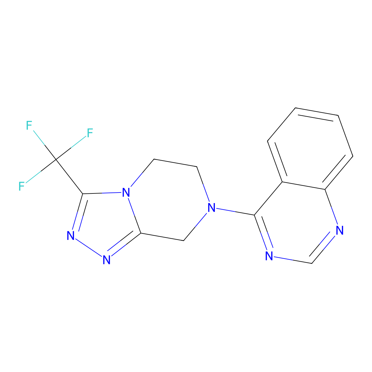4-[3-(trifluoromethyl)-5H,6H,7H,8H-[1,2,4]triazolo[4,3-a]pyrazin-7-yl]quinazoline molecular structure, CAS 2640935-69-7