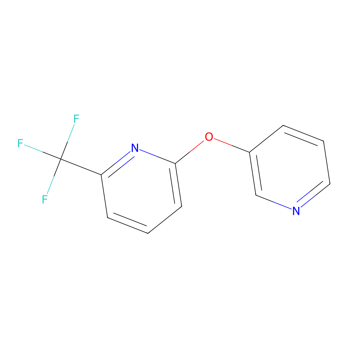 2-(Pyridin-3-yloxy)-6-(trifluoromethyl)pyridine molecular structure, CAS 2640935-74-4