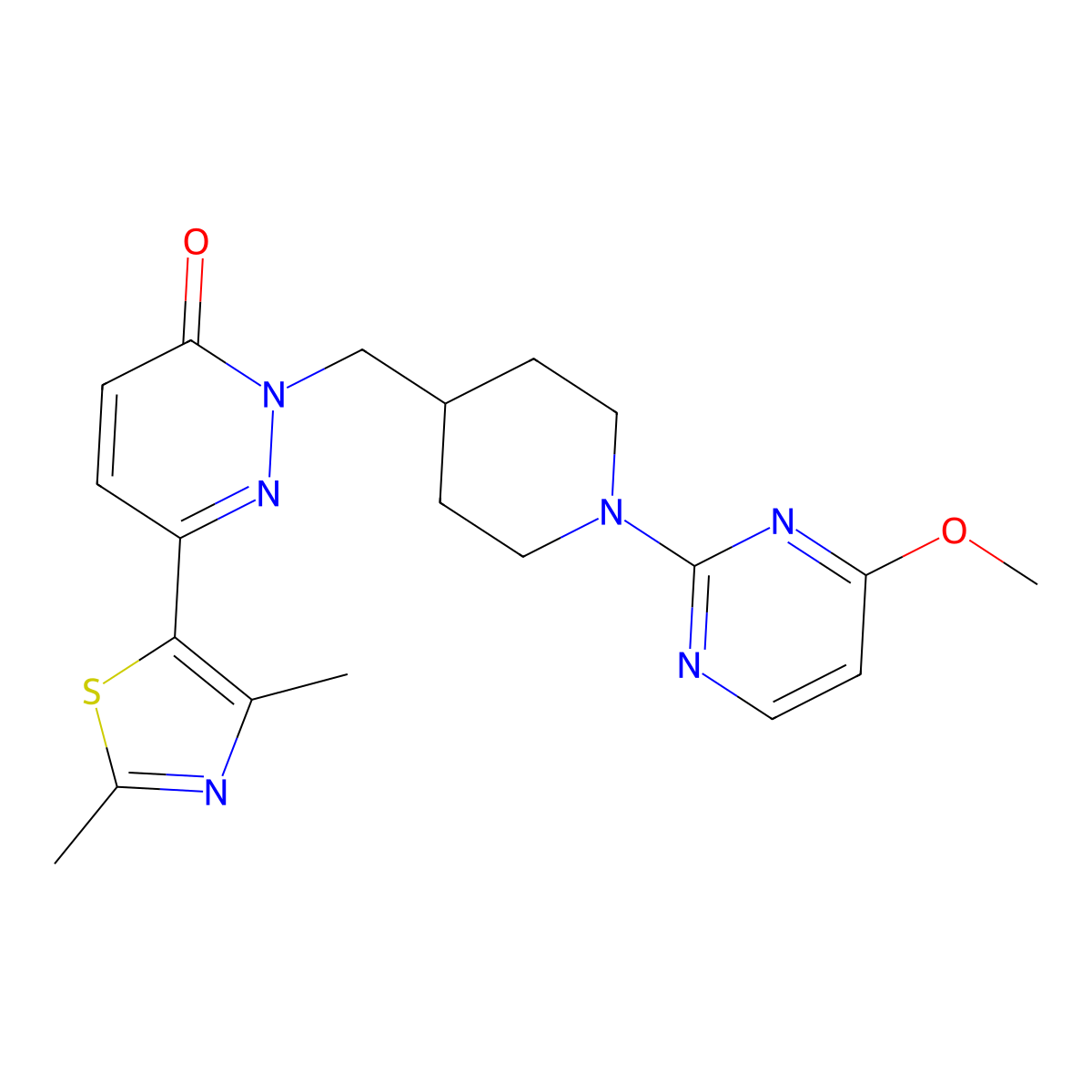 6-(2,4-Dimethyl-1,3-thiazol-5-yl)-2-{[1-(4-methoxypyrimidin-2-yl)piperidin-4-yl]methyl}-2,3-dihydropyridazin-3-one molecular structure, CAS 2640935-79-9