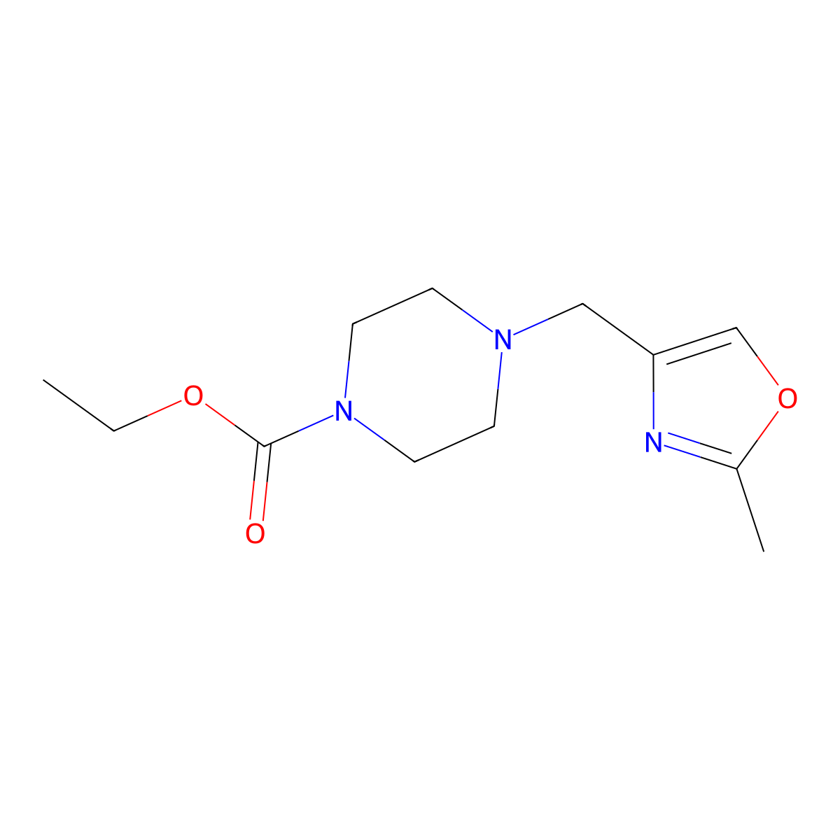 Ethyl 4-[(2-methyl-1,3-oxazol-4-yl)methyl]piperazine-1-carboxylate molecular structure, CAS 2640935-88-0