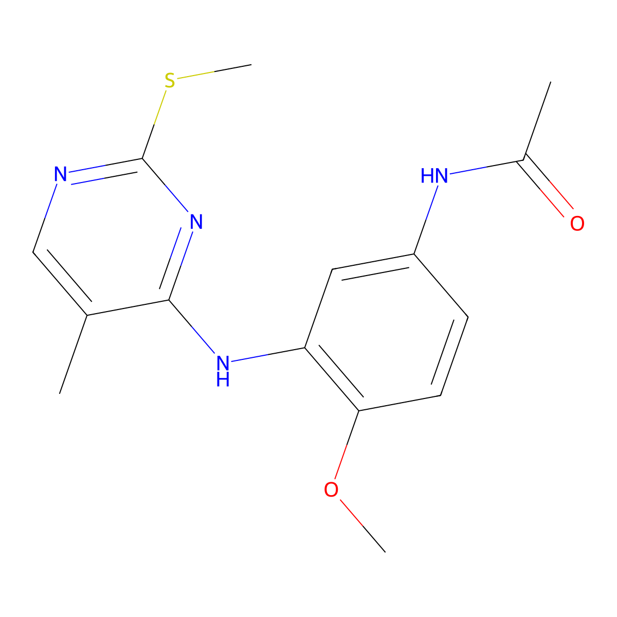 N-(4-methoxy-3-{[5-methyl-2-(methylsulfanyl)pyrimidin-4-yl]amino}phenyl)acetamide molecular structure, CAS 2640935-96-0