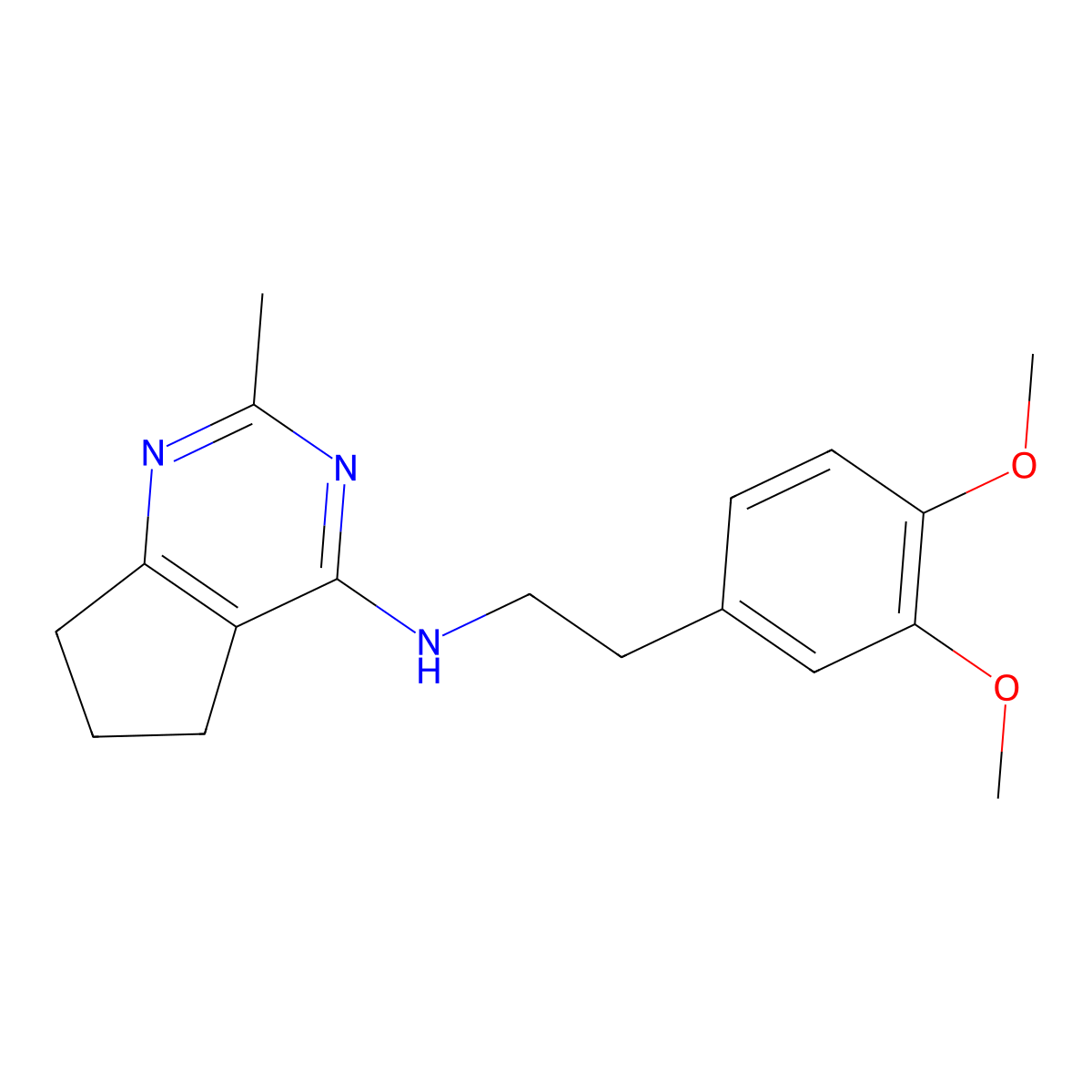 N-[2-(3,4-dimethoxyphenyl)ethyl]-2-methyl-5H,6H,7H-cyclopenta[d]pyrimidin-4-amine molecular structure, CAS 2640935-97-1