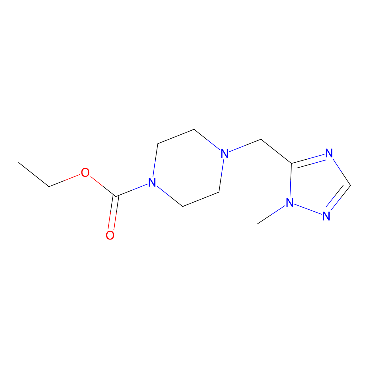 ethyl 4-[(1-methyl-1H-1,2,4-triazol-5-yl)methyl]piperazine-1-carboxylate molecular structure, CAS 2640936-00-9