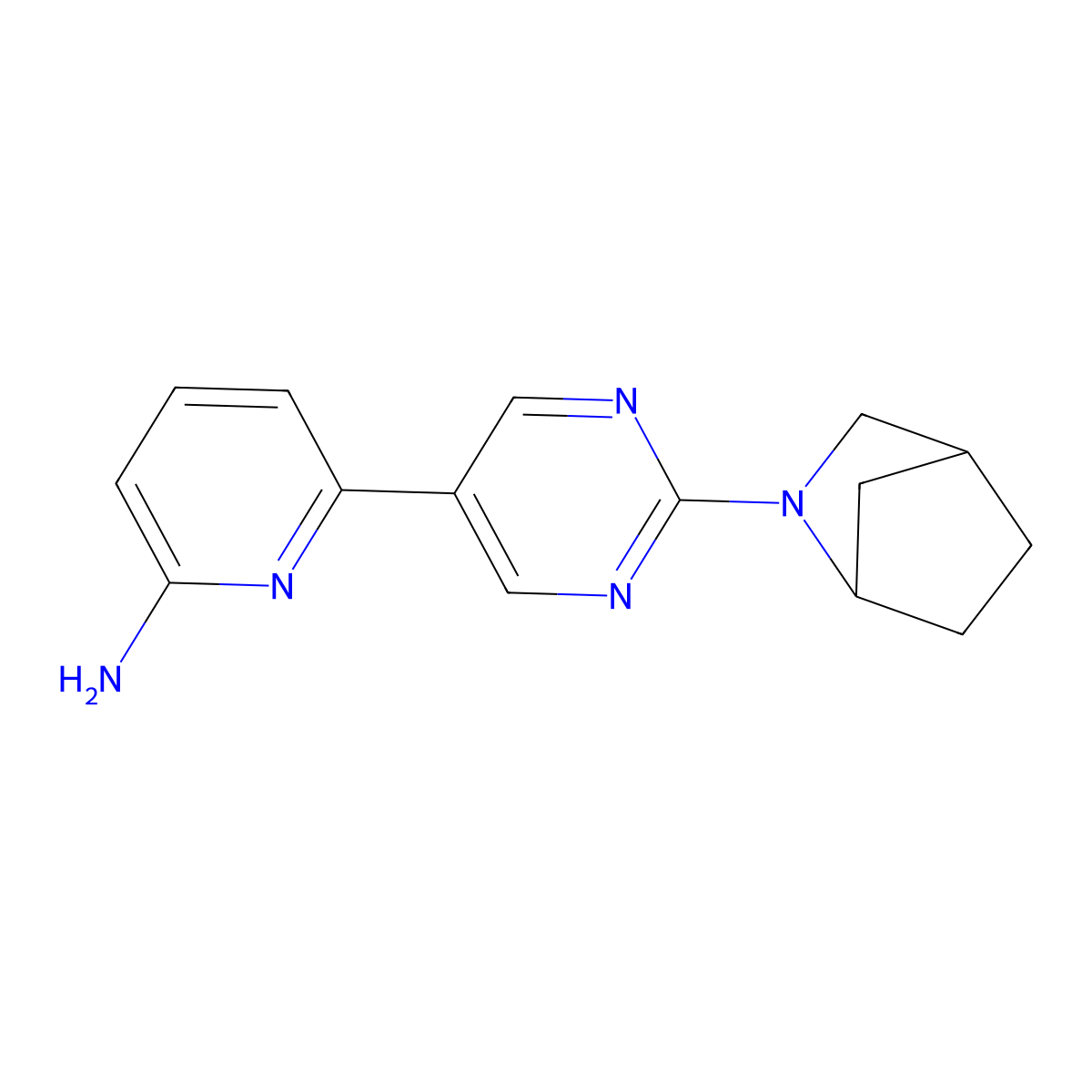 6-(2-{2-Azabicyclo[2.2.1]heptan-2-yl}pyrimidin-5-yl)pyridin-2-amine molecular structure, CAS 2640936-01-0