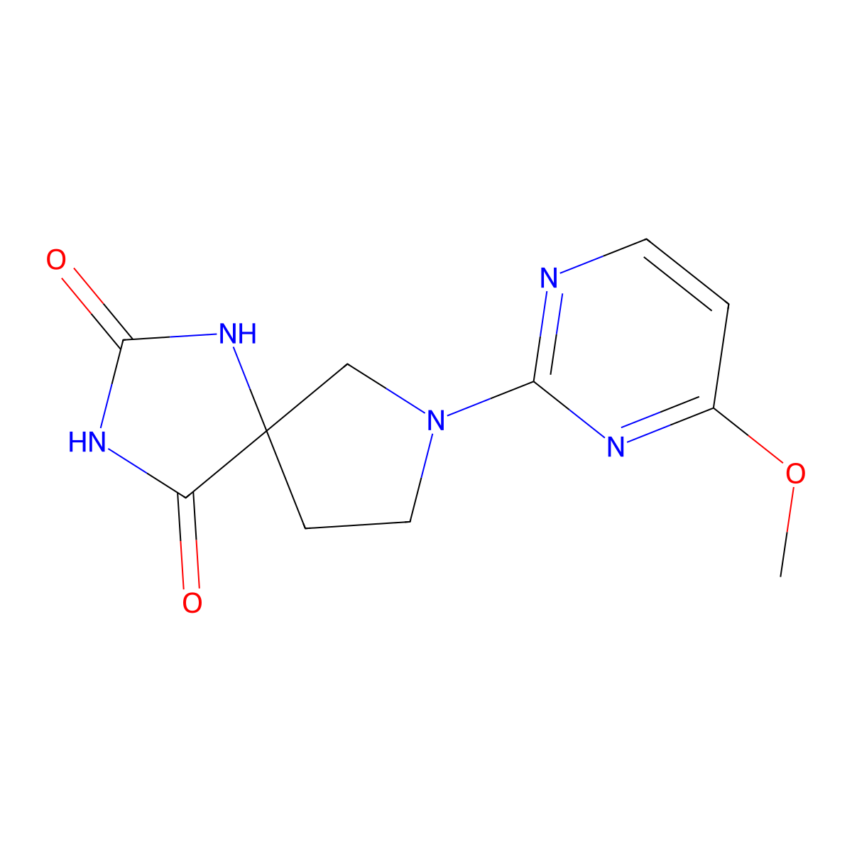 7-(4-Methoxypyrimidin-2-yl)-1,3,7-triazaspiro[4.4]nonane-2,4-dione molecular structure, CAS 2640936-04-3