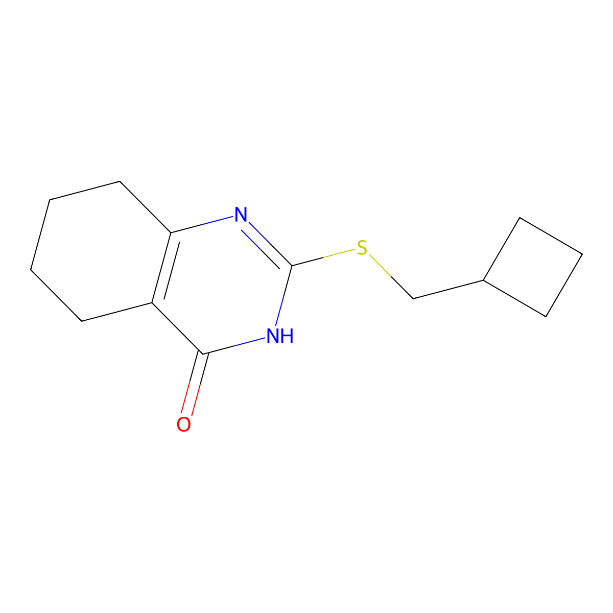 2-[(Cyclobutylmethyl)sulfanyl]-3,4,5,6,7,8-hexahydroquinazolin-4-one molecular structure, CAS 2640943-34-4