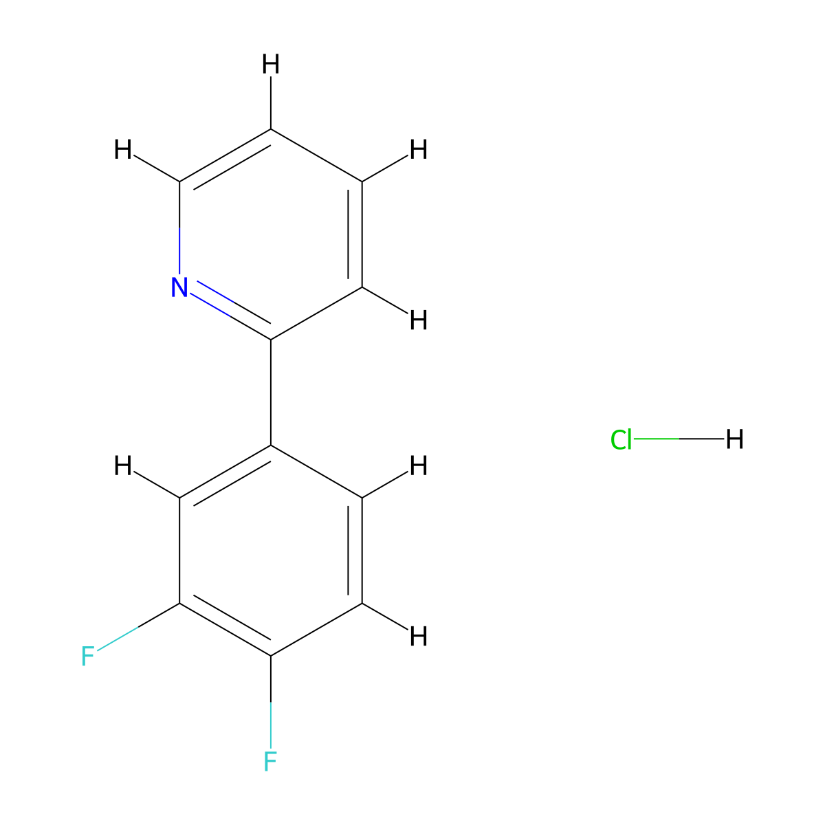 2-(3,4-Difluorophenyl)pyridine hydrochloride molecular structure, CAS 2640943-41-3