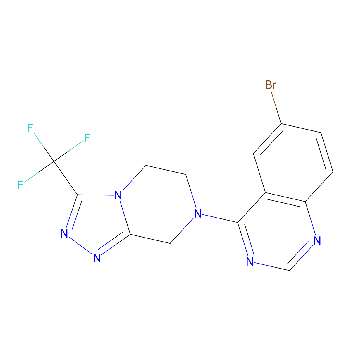 6-bromo-4-[3-(trifluoromethyl)-5H,6H,7H,8H-[1,2,4]triazolo[4,3-a]pyrazin-7-yl]quinazoline molecular structure, CAS 2640943-54-8