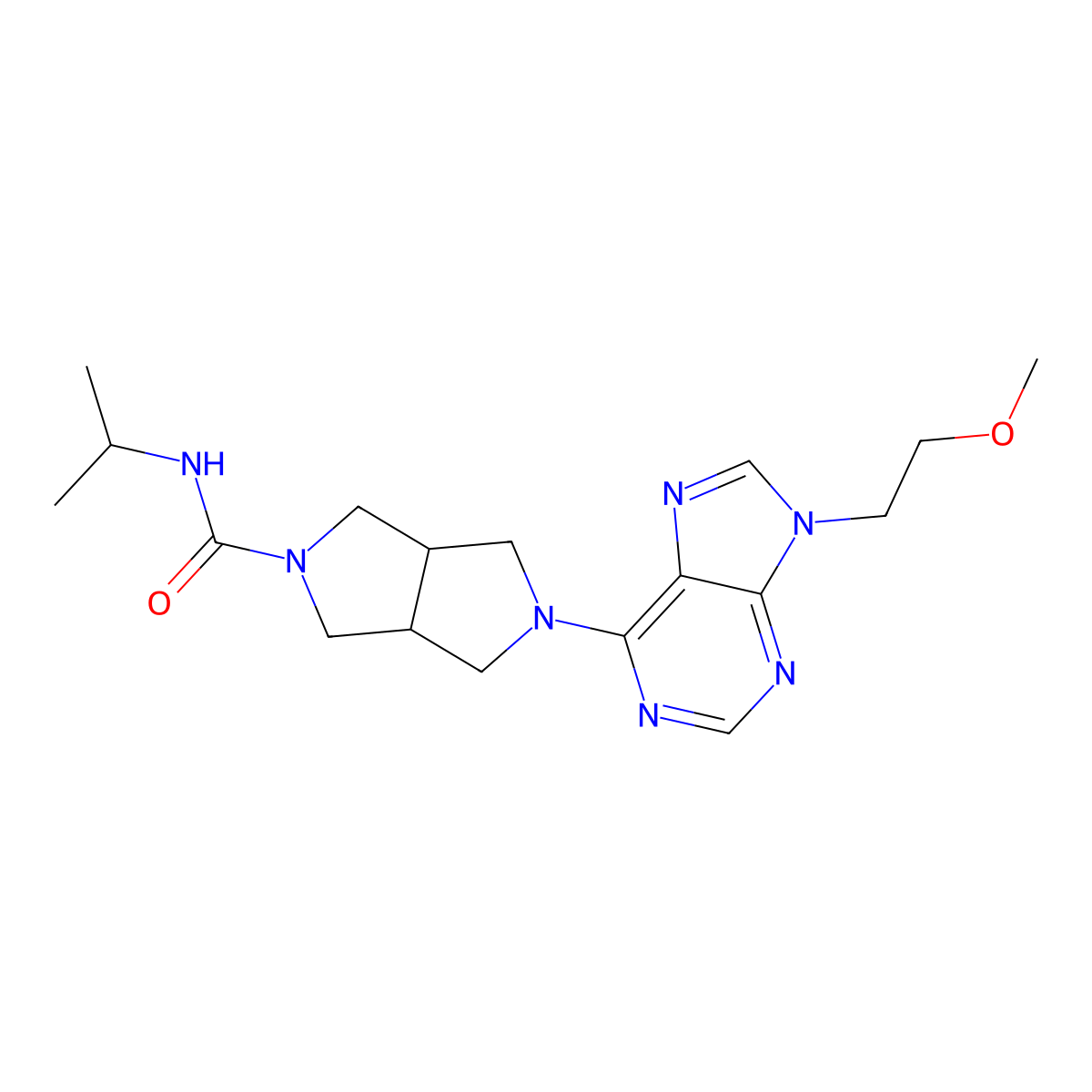 5-[9-(2-methoxyethyl)-9H-purin-6-yl]-N-(propan-2-yl)-octahydropyrrolo[3,4-c]pyrrole-2-carboxamide molecular structure, CAS 2640943-62-8