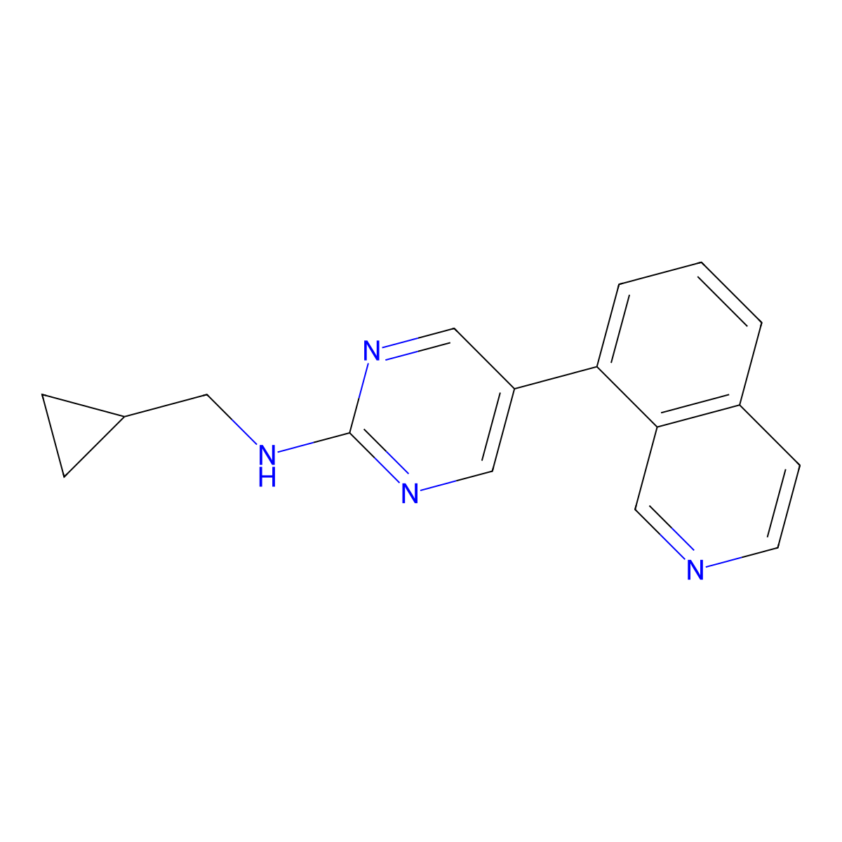 N-(cyclopropylmethyl)-5-(isoquinolin-8-yl)pyrimidin-2-amine molecular structure, CAS 2640943-86-6