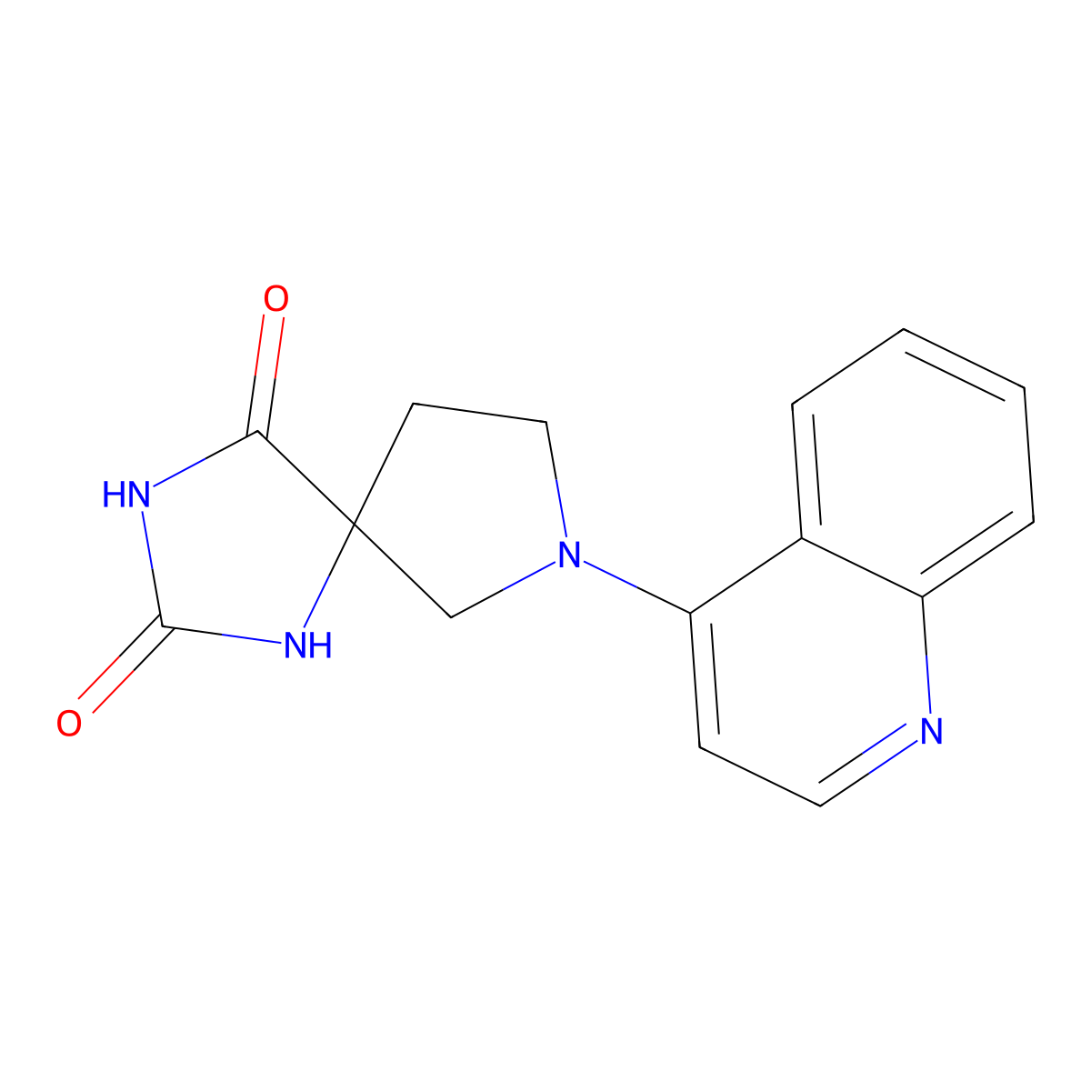7-(Quinolin-4-yl)-1,3,7-triazaspiro[4.4]nonane-2,4-dione molecular structure, CAS 2640943-95-7