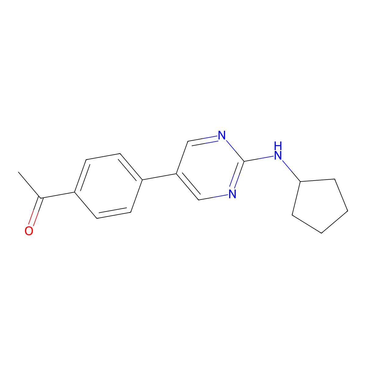 1-{4-[2-(Cyclopentylamino)pyrimidin-5-yl]phenyl}ethan-1-one molecular structure, CAS 2640943-97-9