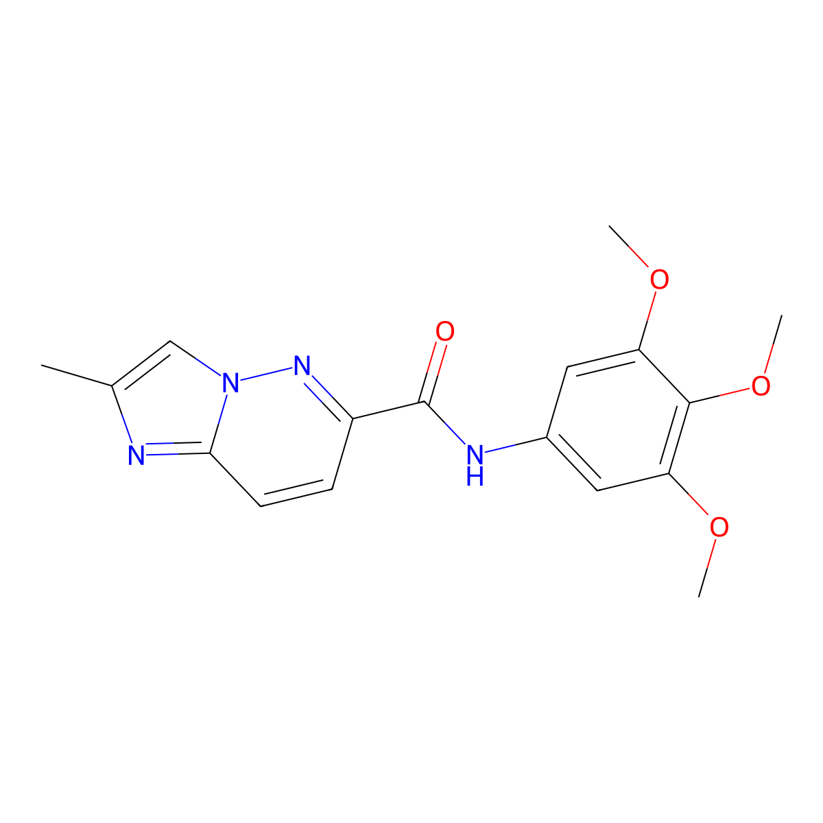 2-methyl-N-(3,4,5-trimethoxyphenyl)imidazo[1,2-b]pyridazine-6-carboxamide molecular structure, CAS 2640944-01-8