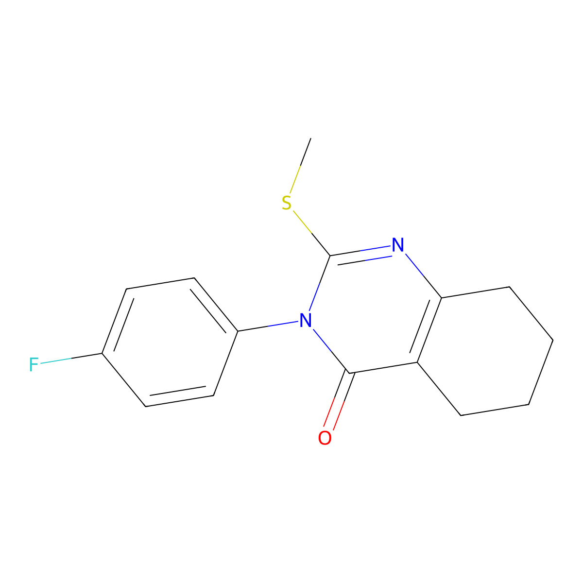 3-(4-Fluorophenyl)-2-(methylsulfanyl)-3,4,5,6,7,8-hexahydroquinazolin-4-one molecular structure, CAS 2640944-02-9