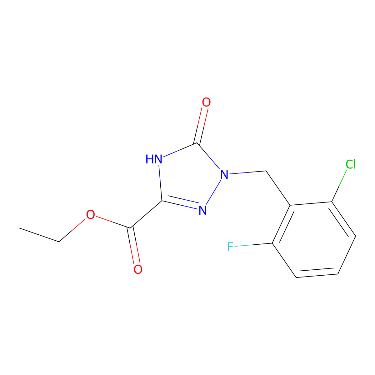 ethyl 1-[(2-chloro-6-fluorophenyl)methyl]-5-oxo-4,5-dihydro-1H-1,2,4-triazole-3-carboxylate molecular structure, CAS 2640944-09-6
