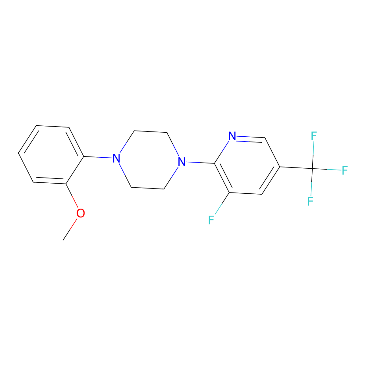 1-[3-Fluoro-5-(trifluoromethyl)pyridin-2-yl]-4-(2-methoxyphenyl)piperazine molecular structure, CAS 2640944-23-4