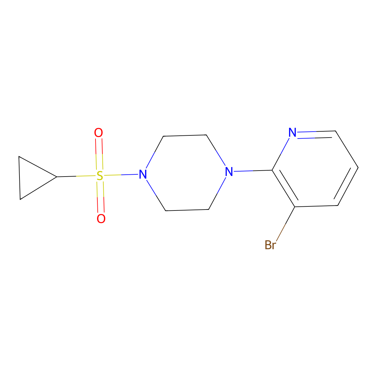 1-(3-Bromopyridin-2-yl)-4-(cyclopropanesulfonyl)piperazine molecular structure, CAS 2640944-24-5