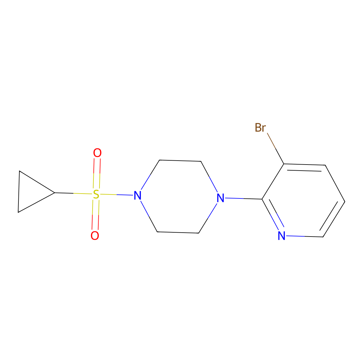 1-(3-Bromopyridin-2-yl)-4-(cyclopropanesulfonyl)piperazine molecular structure, CAS 2640944-24-5