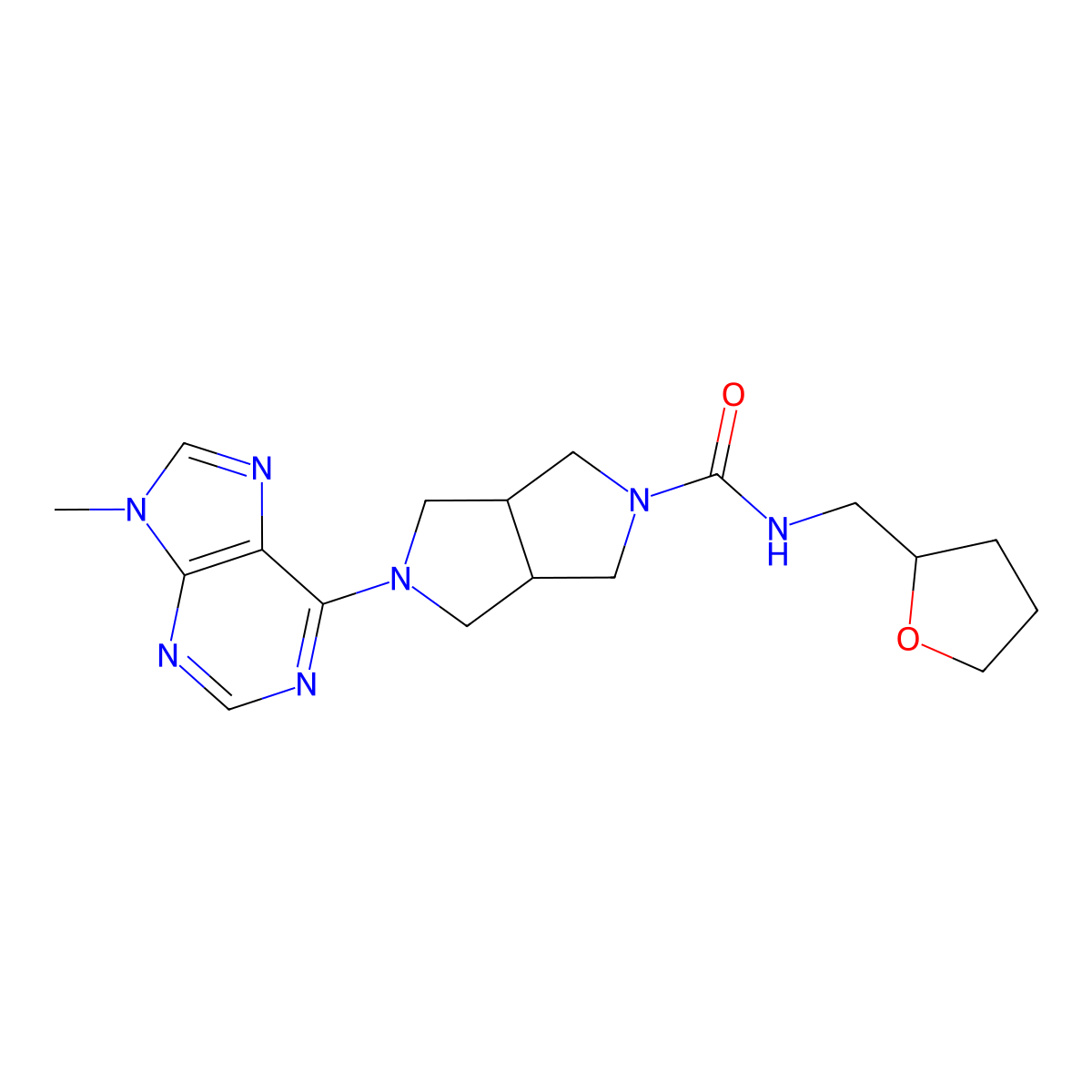 5-(9-methyl-9H-purin-6-yl)-N-[(oxolan-2-yl)methyl]-octahydropyrrolo[3,4-c]pyrrole-2-carboxamide molecular structure, CAS 2640944-27-8