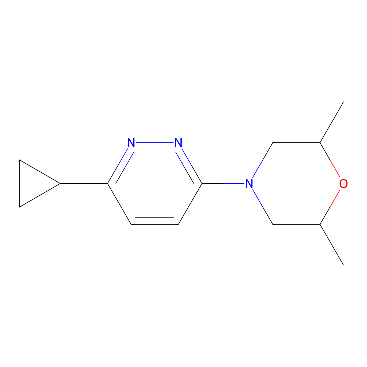 4-(6-Cyclopropylpyridazin-3-yl)-2,6-dimethylmorpholine molecular structure, CAS 2640944-31-4