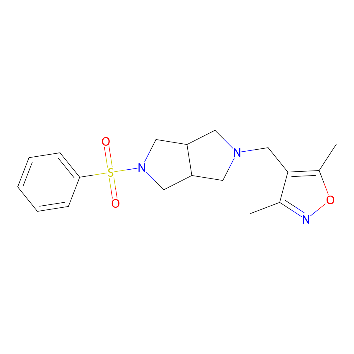 4-{[5-(Benzenesulfonyl)-octahydropyrrolo[3,4-c]pyrrol-2-yl]methyl}-3,5-dimethyl-1,2-oxazole molecular structure, CAS 2640944-40-5