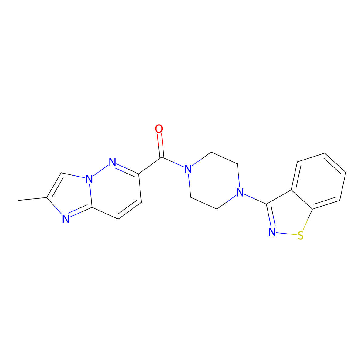 3-(4-{2-Methylimidazo[1,2-b]pyridazine-6-carbonyl}piperazin-1-yl)-1,2-benzothiazole molecular structure, CAS 2640944-51-8