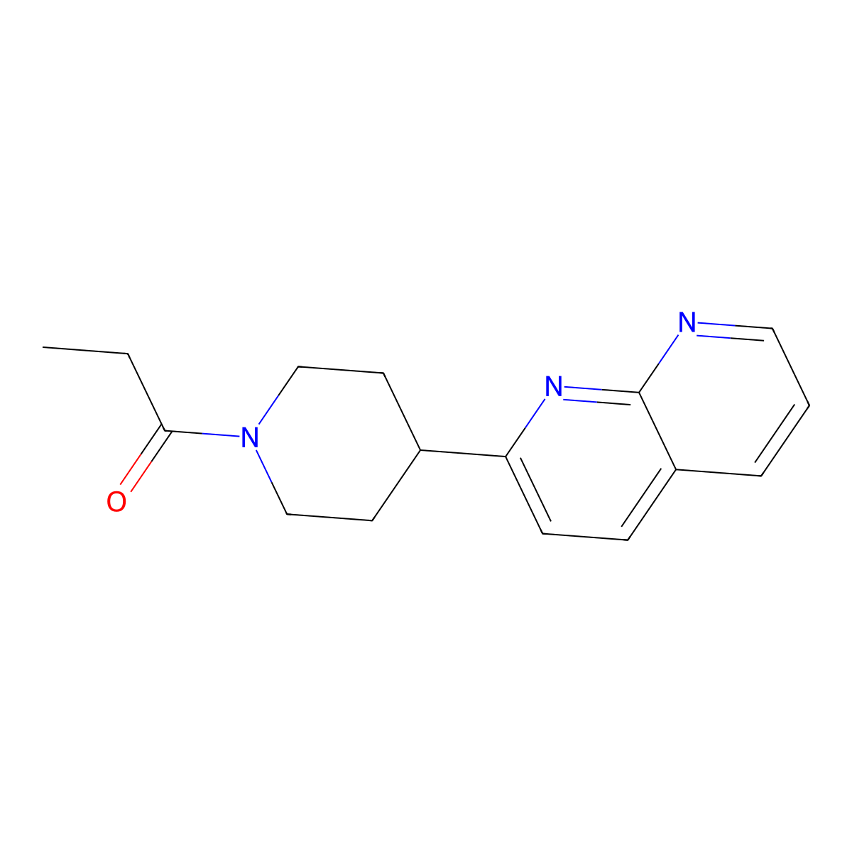 1-[4-(1,8-Naphthyridin-2-yl)piperidin-1-yl]propan-1-one molecular structure, CAS 2640944-57-4