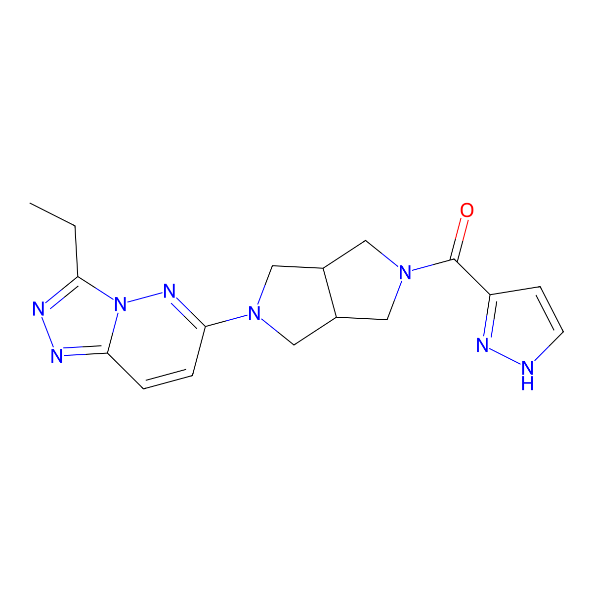 3-(5-{3-ethyl-[1,2,4]triazolo[4,3-b]pyridazin-6-yl}-octahydropyrrolo[3,4-c]pyrrole-2-carbonyl)-1H-pyrazole molecular structure, CAS 2640944-58-5