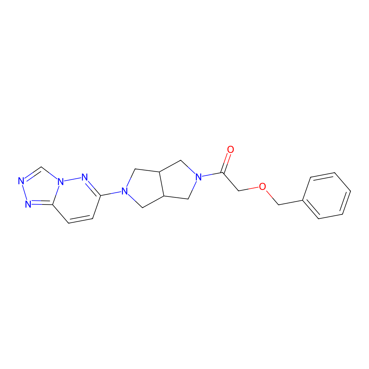 2-(Benzyloxy)-1-(5-{[1,2,4]triazolo[4,3-b]pyridazin-6-yl}-octahydropyrrolo[3,4-c]pyrrol-2-yl)ethan-1-one molecular structure, CAS 2640944-59-6