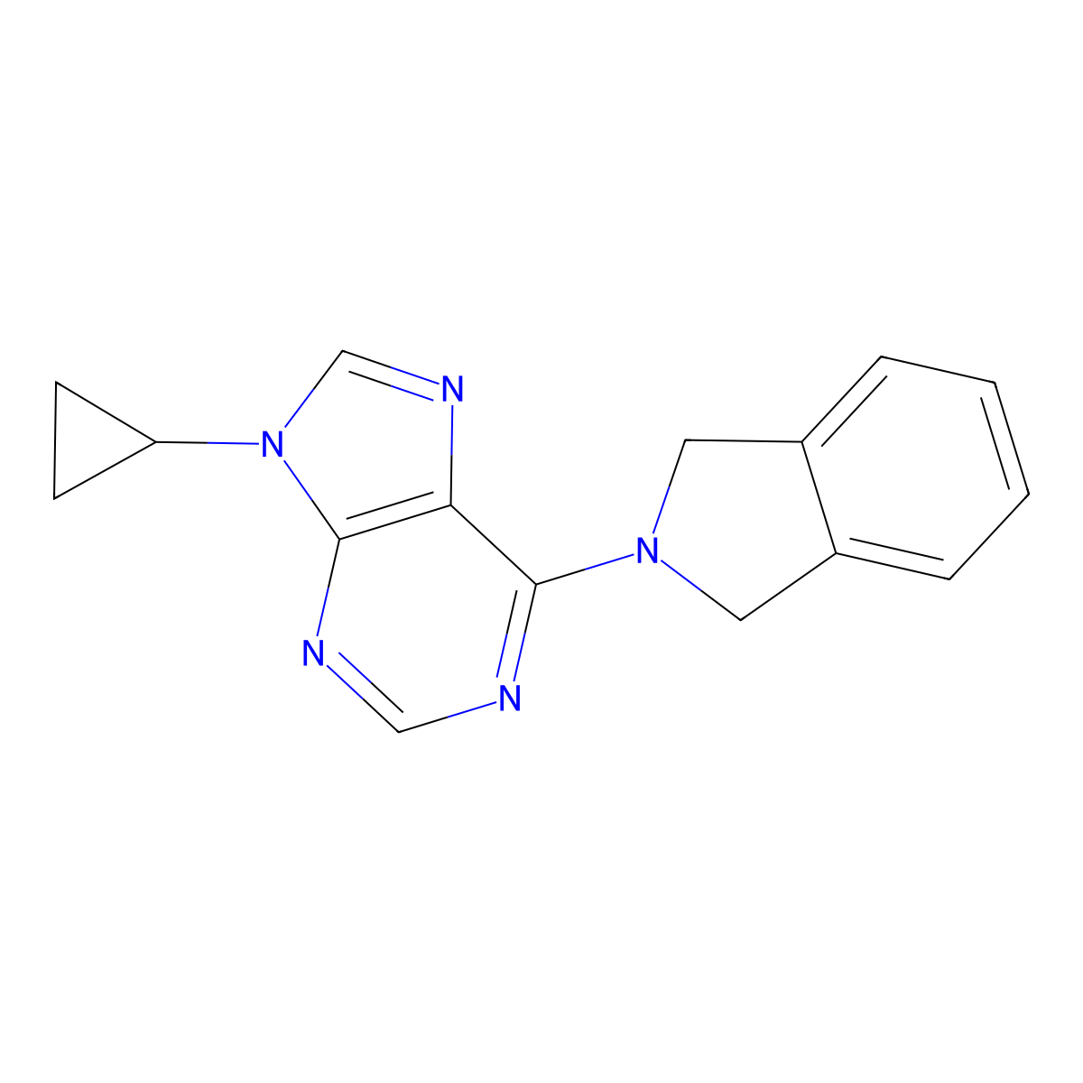 9-cyclopropyl-6-(2,3-dihydro-1H-isoindol-2-yl)-9H-purine molecular structure, CAS 2640944-62-1