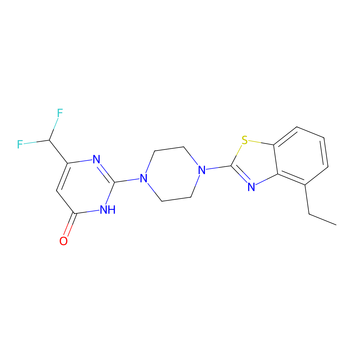 6-(Difluoromethyl)-2-[4-(4-ethyl-1,3-benzothiazol-2-yl)piperazin-1-yl]-3,4-dihydropyrimidin-4-one molecular structure, CAS 2640944-68-7